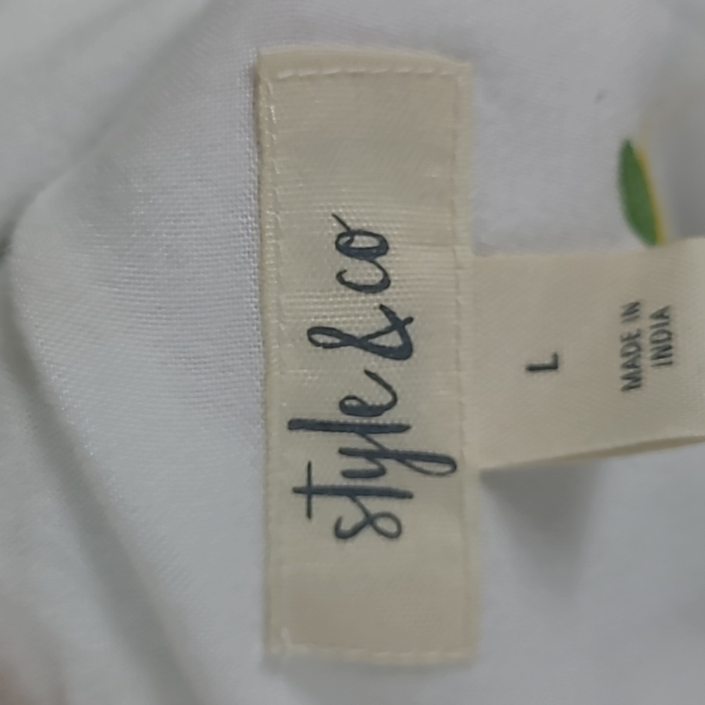 Style & Co. White Lemon Pattern Button-Down Shirt Size Large - Picture 7 of 8